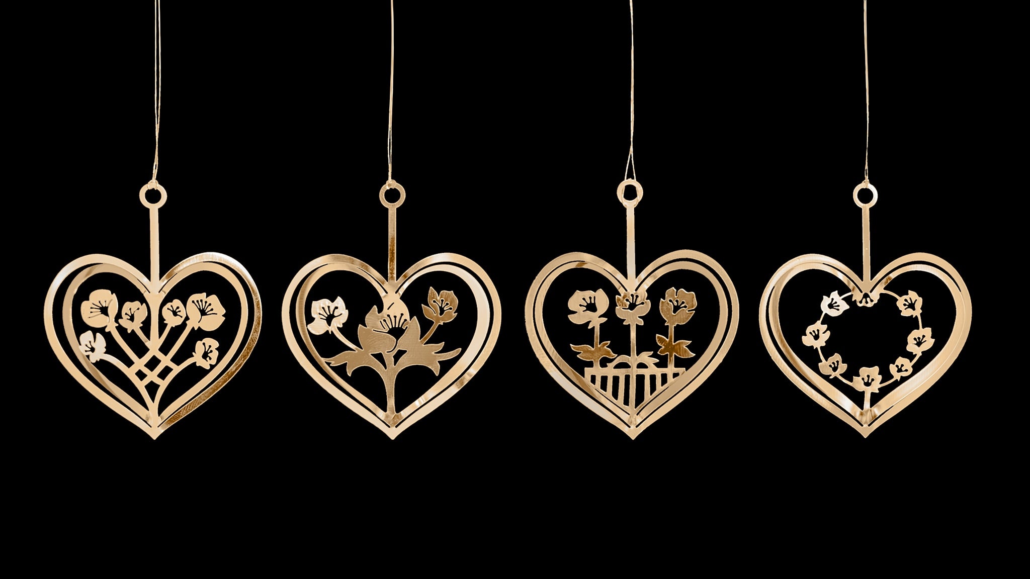 Gold Heart with Flowers (4 Designs)