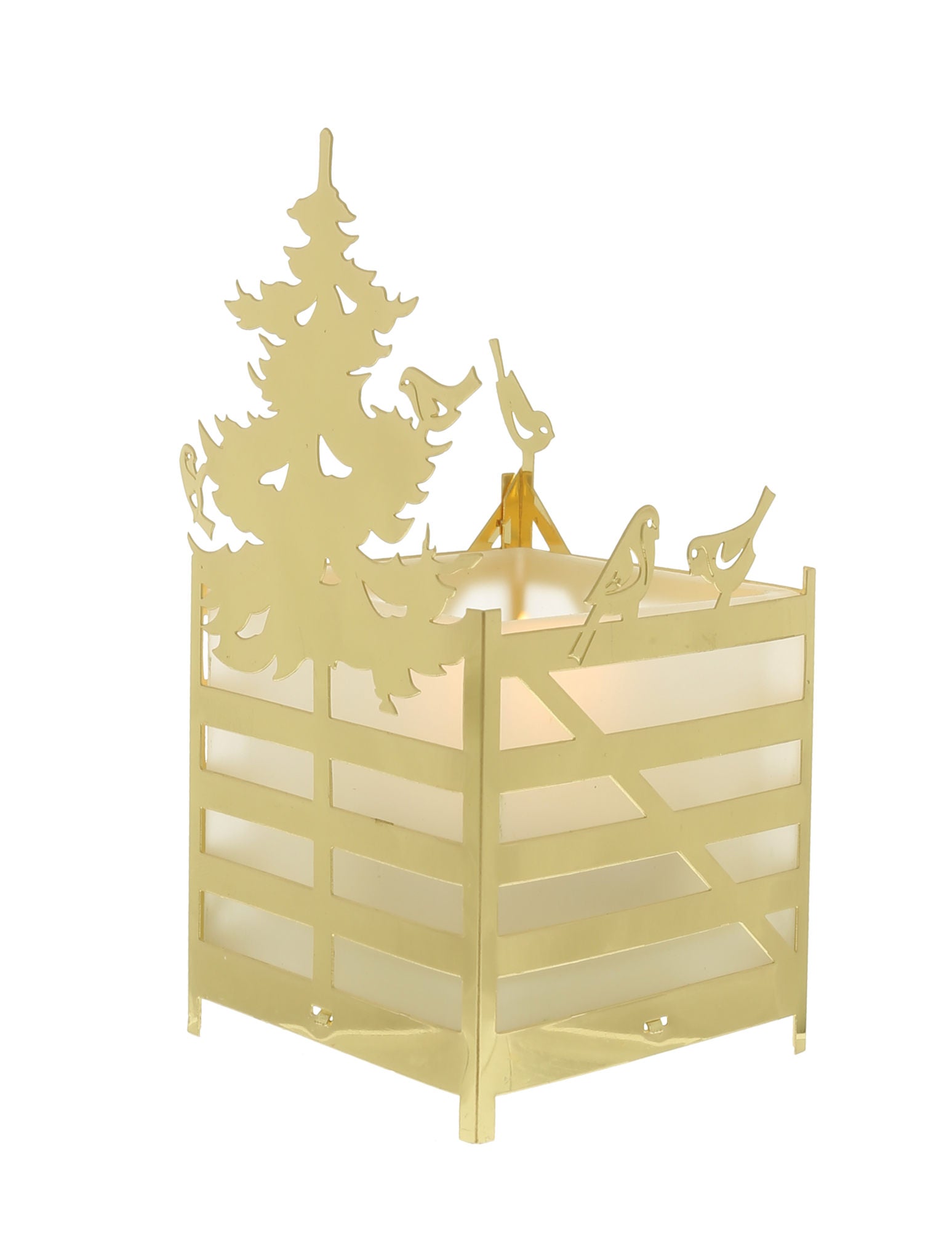 Vinterskov, fyrfadsstage med fugle, guld