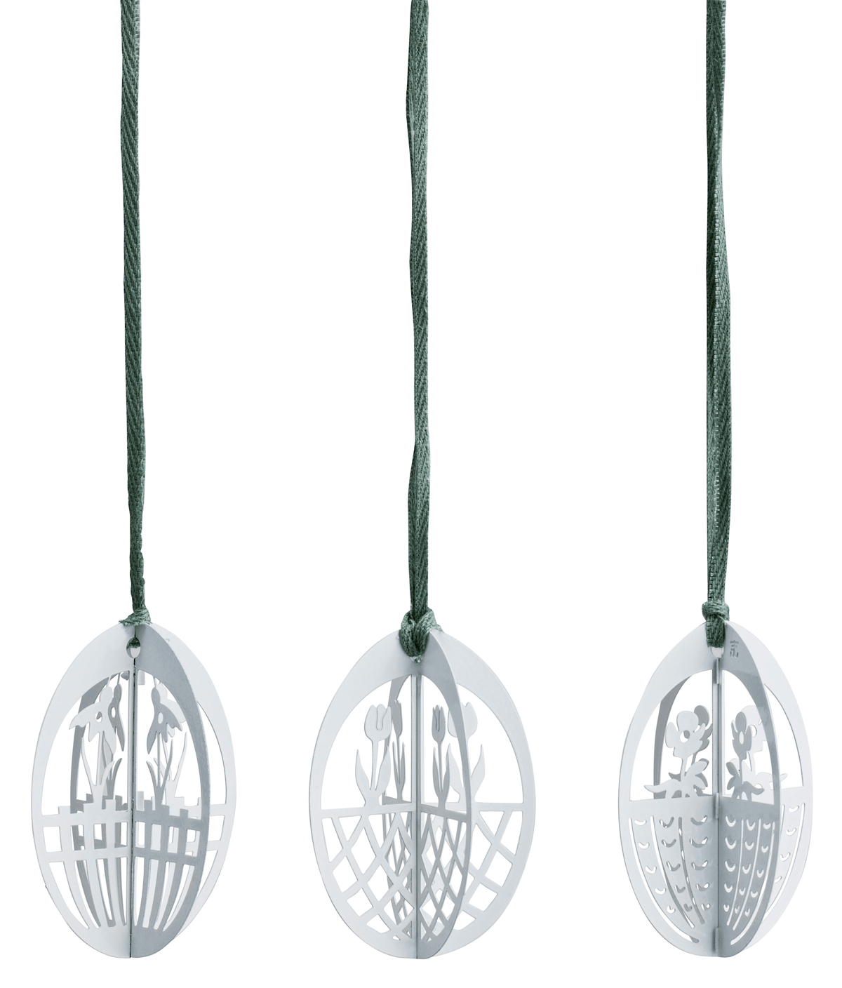 Metall-Ostereier - 3 Designs (Weiß)