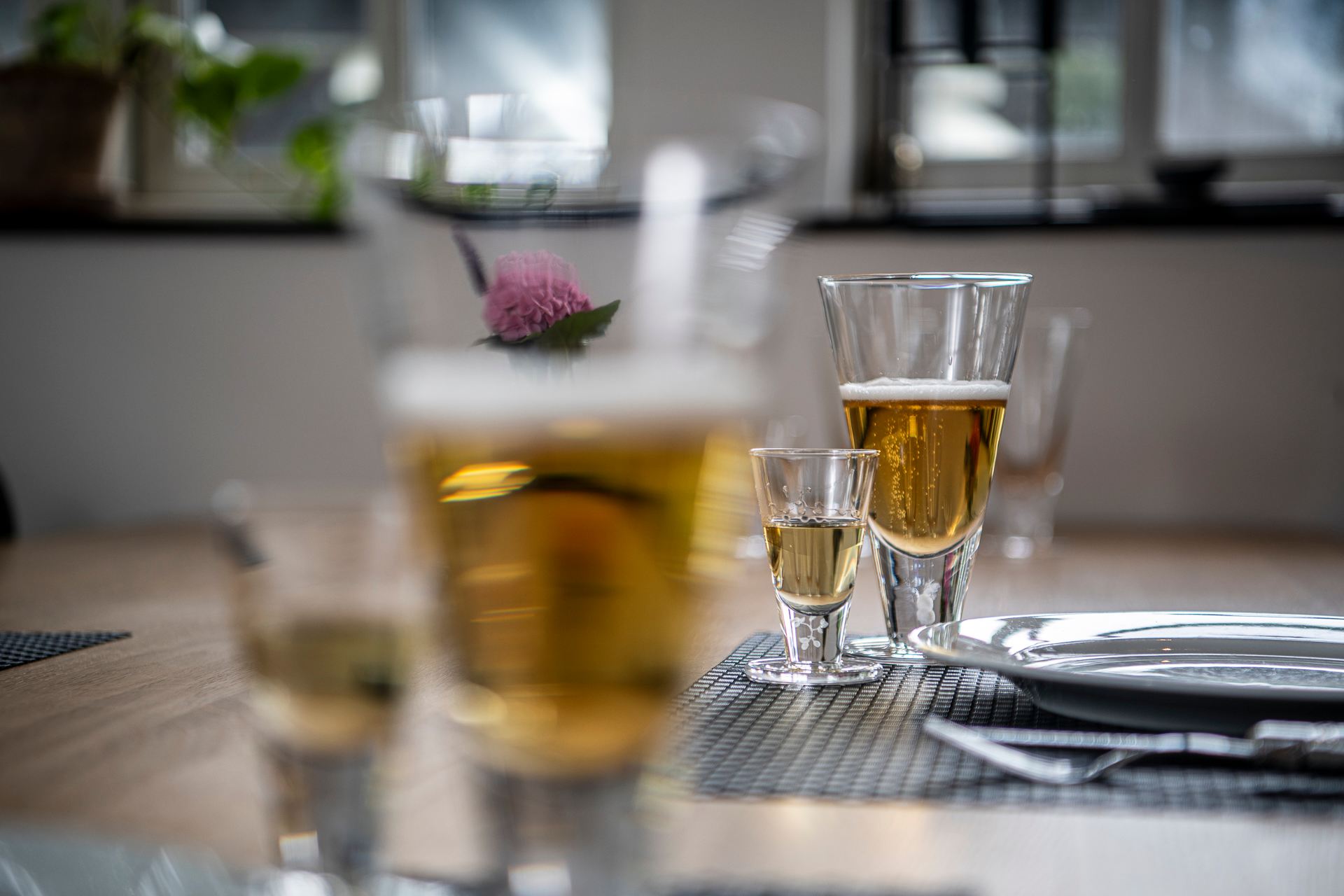 Snaps / Shot glas - Mundblæst med laser design inden i foden