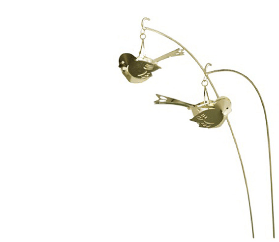 2 x Blomsterstrå med fugle, Guld