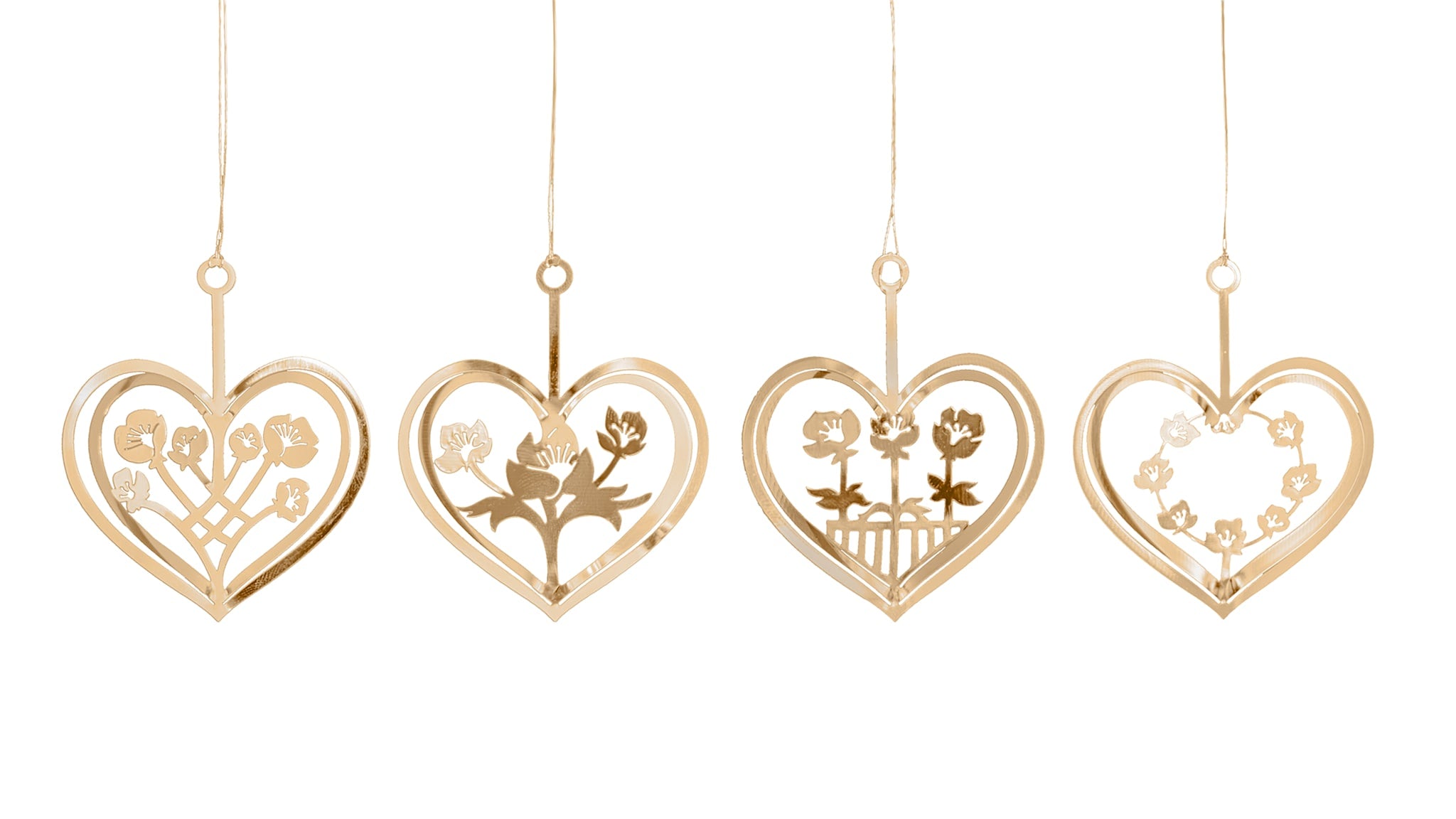 Goldenes Herz mit Blumen (4 Designs)