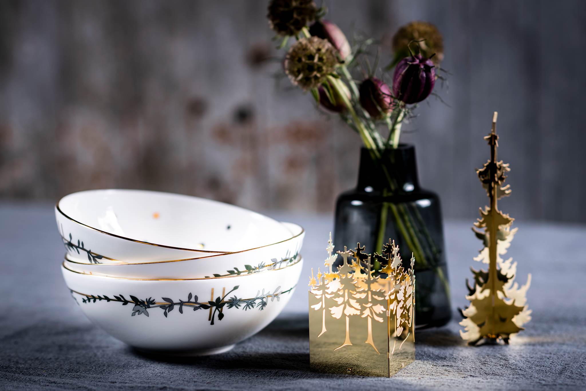 Winter Forest, Lantern in Gold