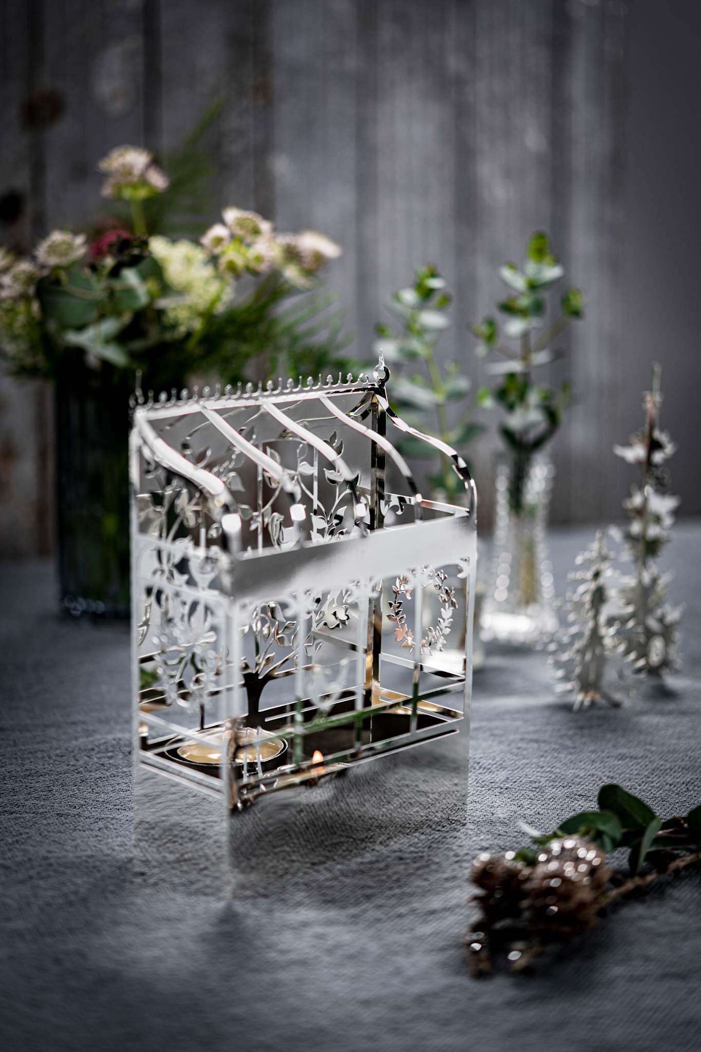 Orangery, Candle Lantern in Silver