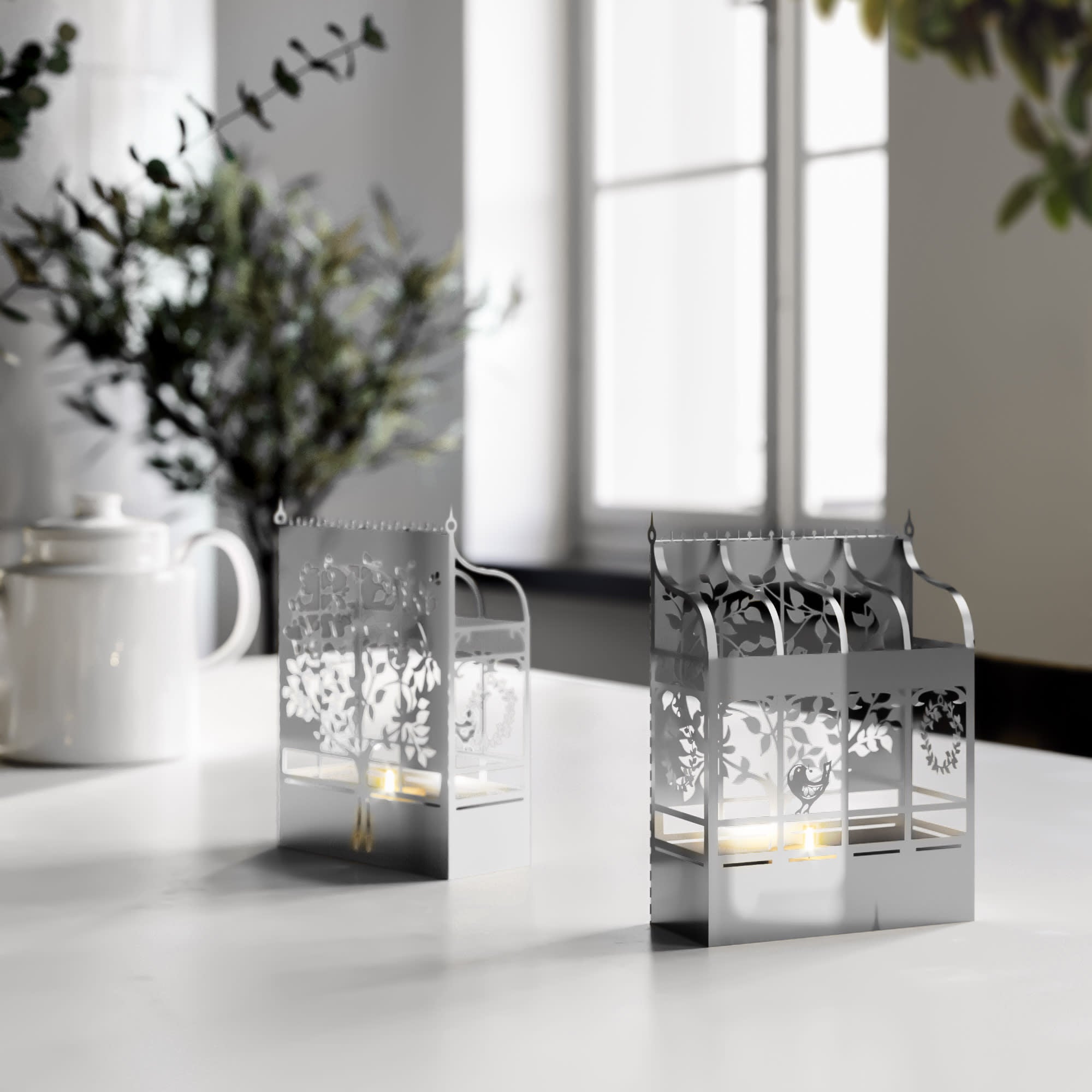 Orangery, Candle Lantern in Silver