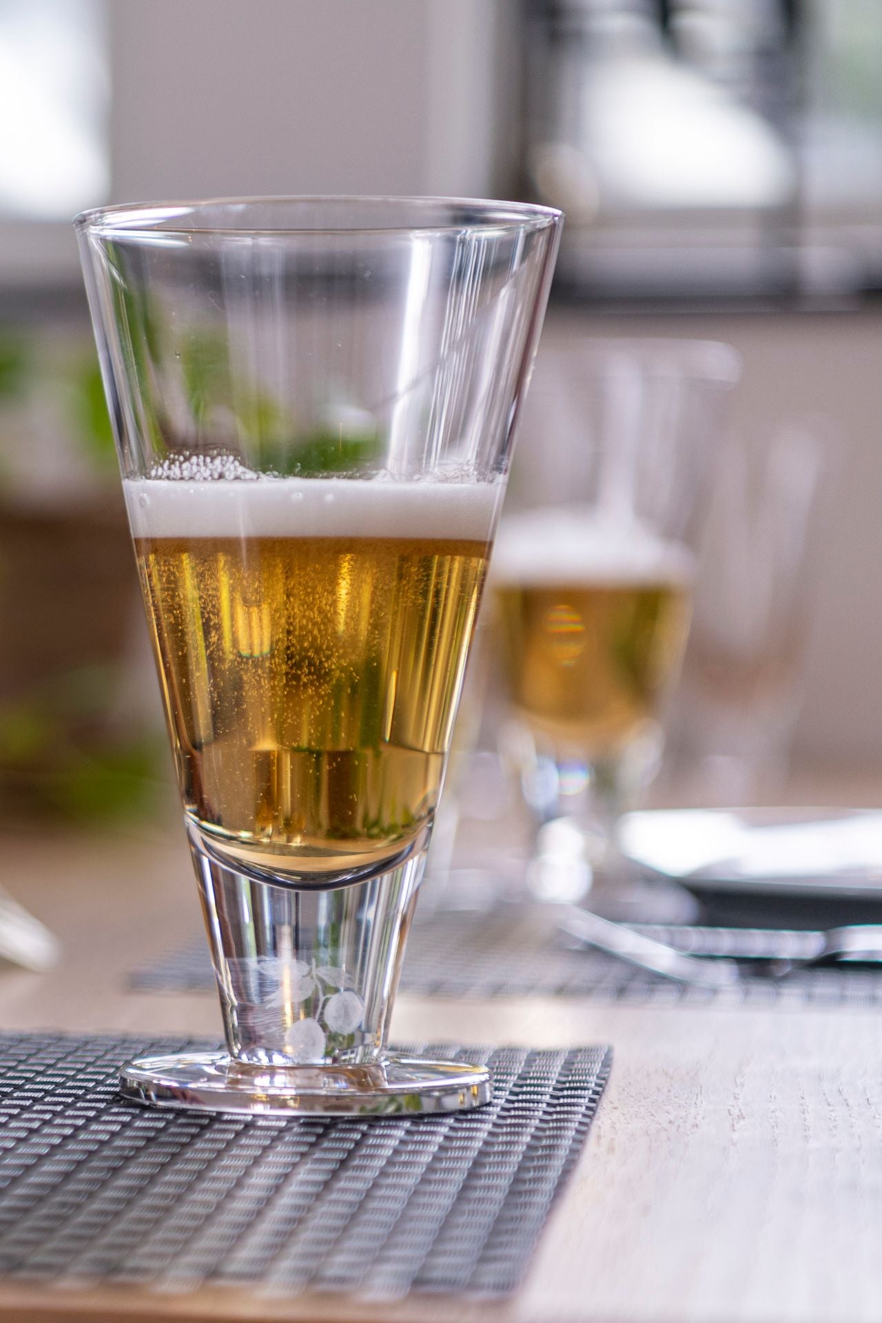 Beer glass - Mouth blown with laser design inside the foot