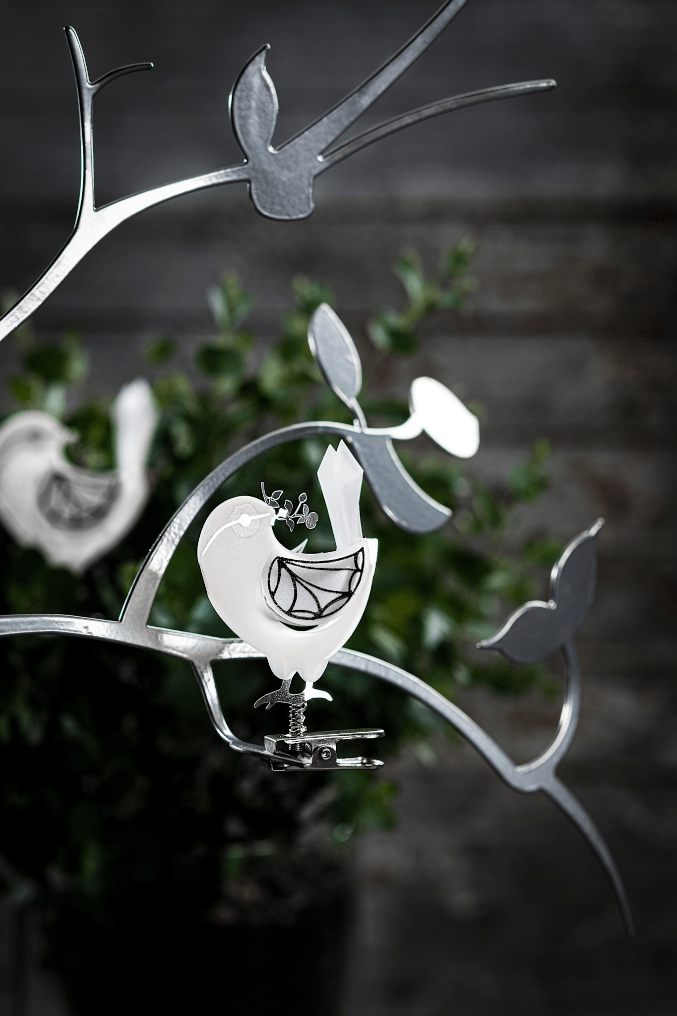 Vogel auf Clip, Silber, medium