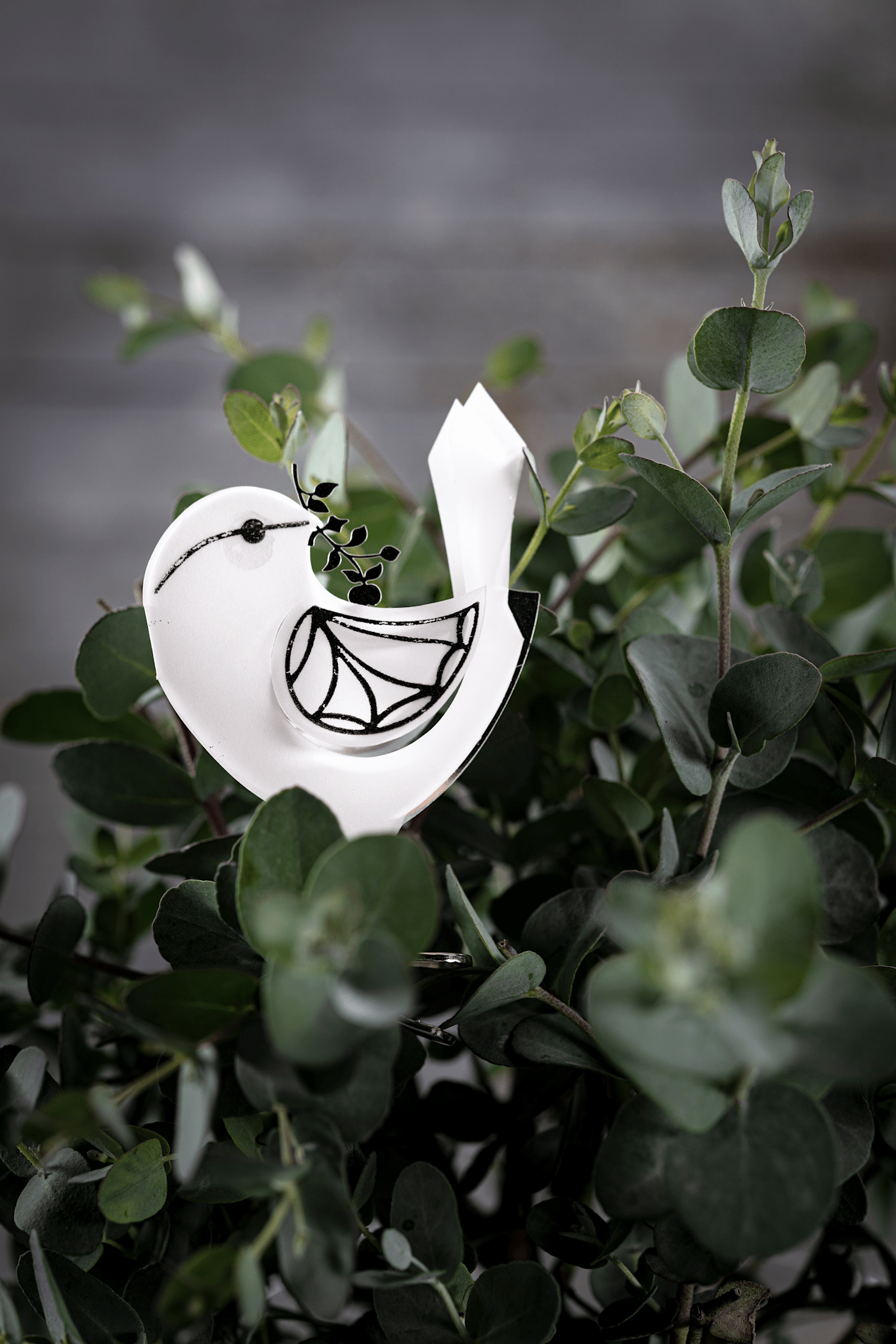 Vogel auf Clip, Silber, medium