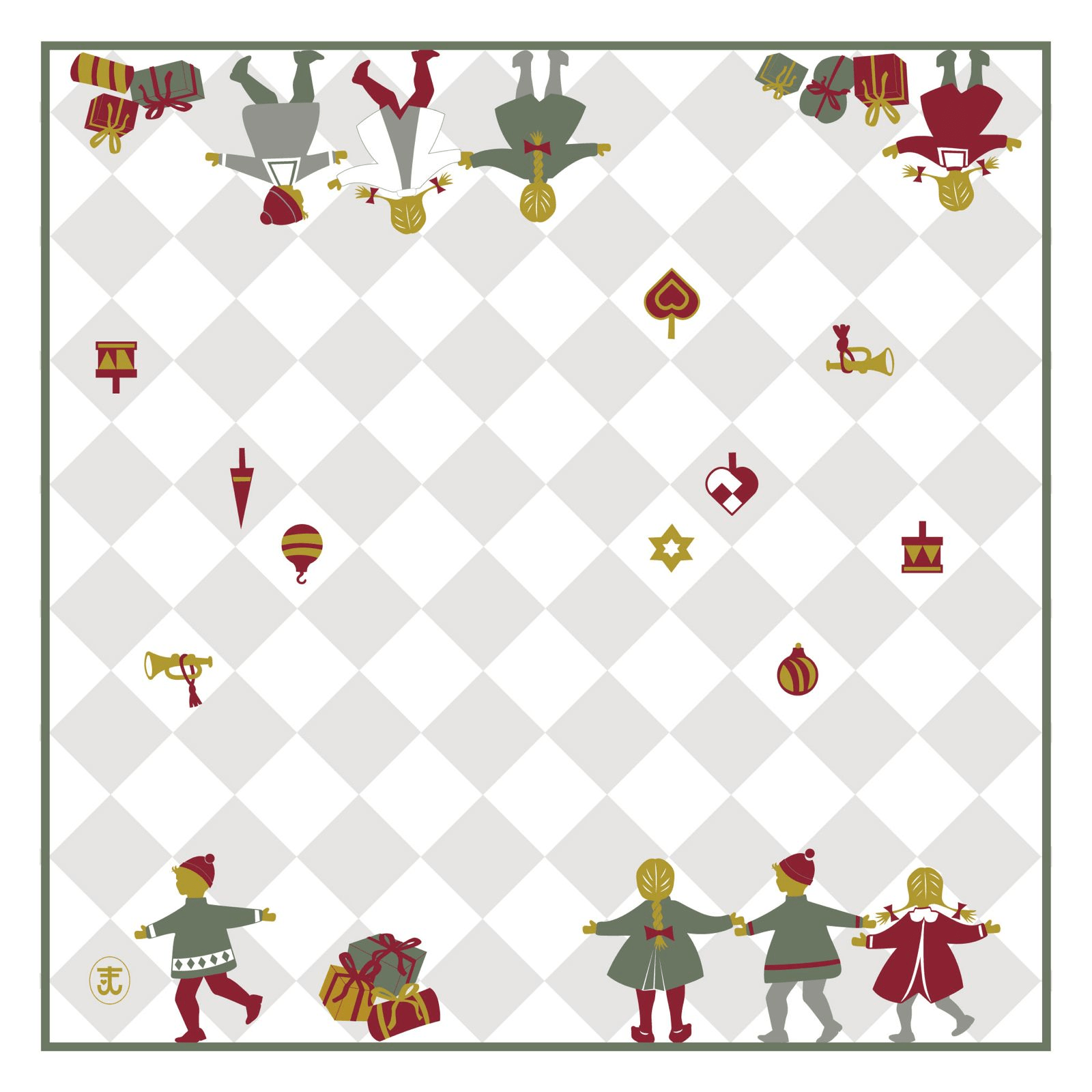 Serviet 'Dansende Børn' 36 x 36 cm. (2 stk.)